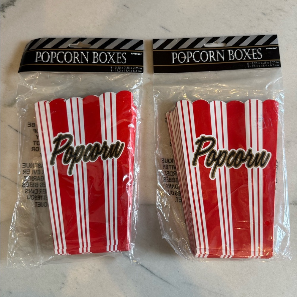 Popcorn Boxes - Red & White Striped Party Popcorn Boxes